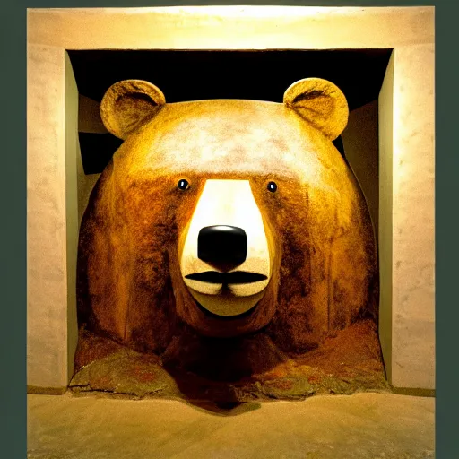 Prompt: portrait of anthropomorphic bear, lascaux caves art