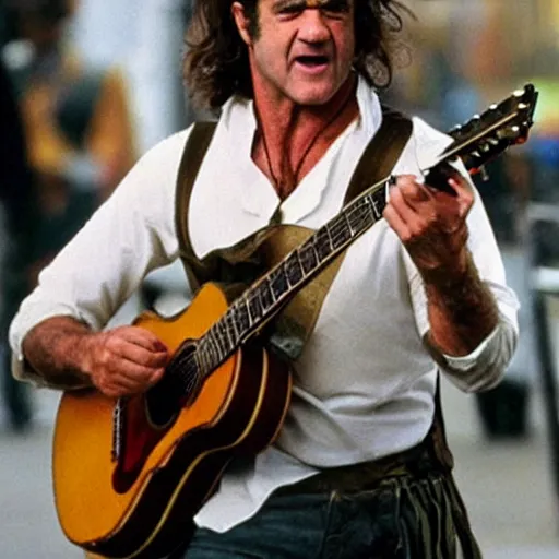 Image similar to mel gibson in costume!! of guitar gibson