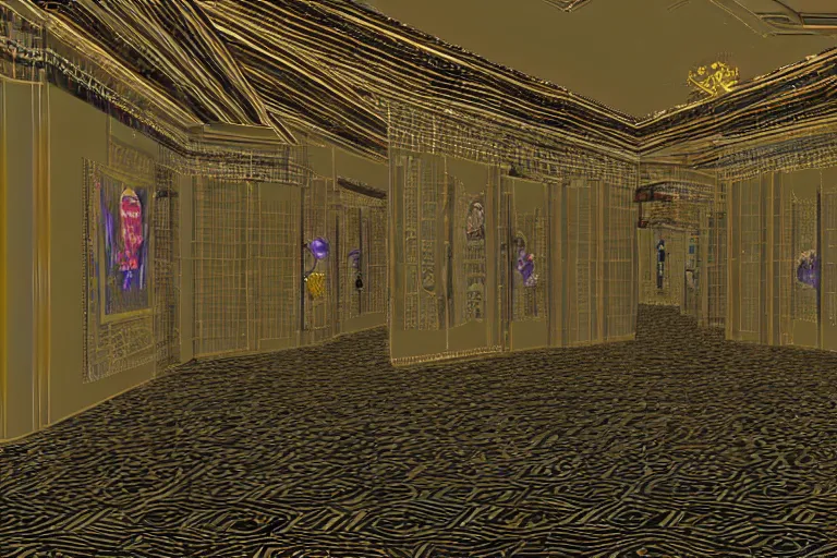 Image similar to hall of mirrors, art deco, ps 1 graphics