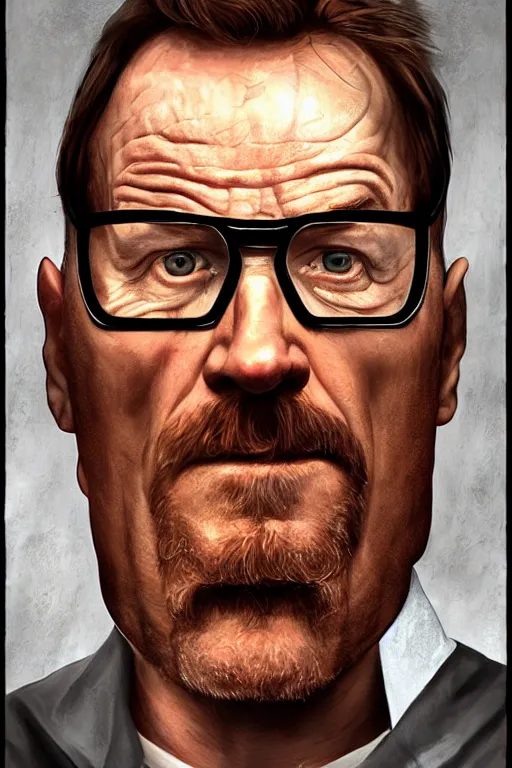 Image similar to Bryan Cranston as Gordon Freeman, hyperrealistic portrait