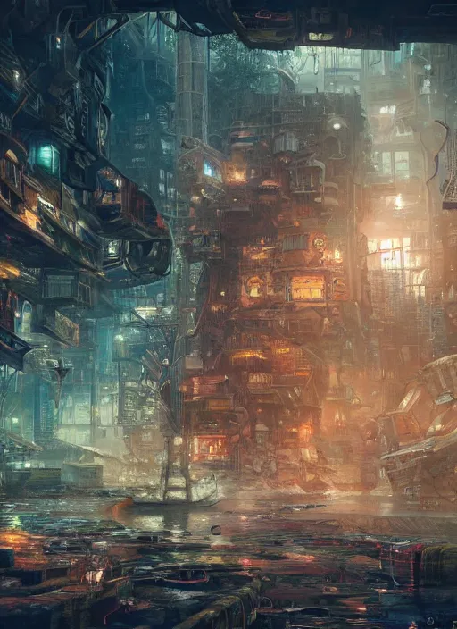 Image similar to detailed concept art illustration colorful oil painting of a dystopian fantasy world in full intricate design, ultra detailed, digital art, octane render, 4K, dystopian, micro details, hyper realistic