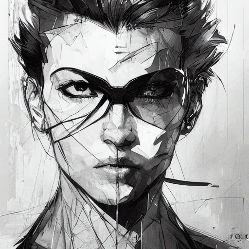 Prompt: cinematic portrait of yor forger, artwork by yoji shinkawa, illustration, black and white, concept art, intricate details, trending on artstation