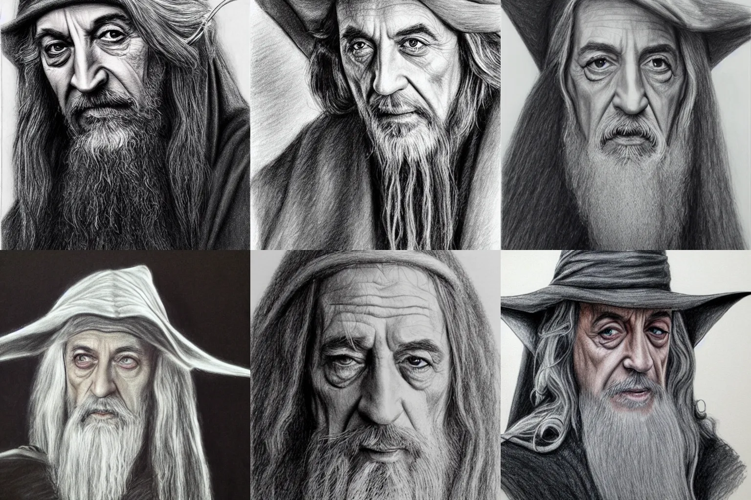 Prompt: realistic sketch of Al Pacino as Gandalf, pencil