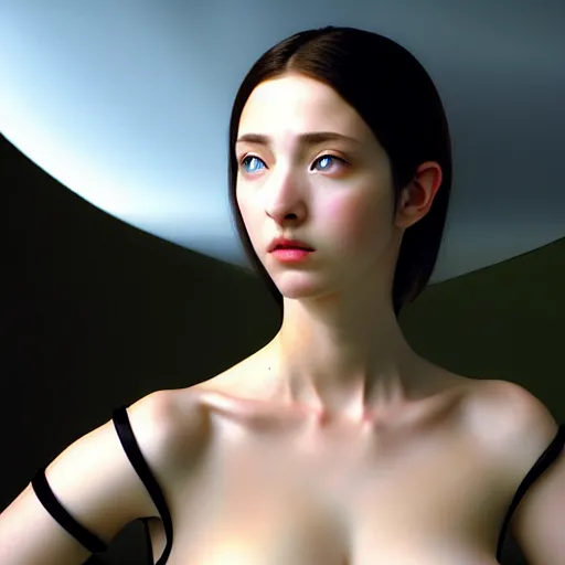 Image similar to hyperrealism photography computer simulation visualisation of parallel universe cgi anime scene with beautiful highly detailed woman by caravaggio