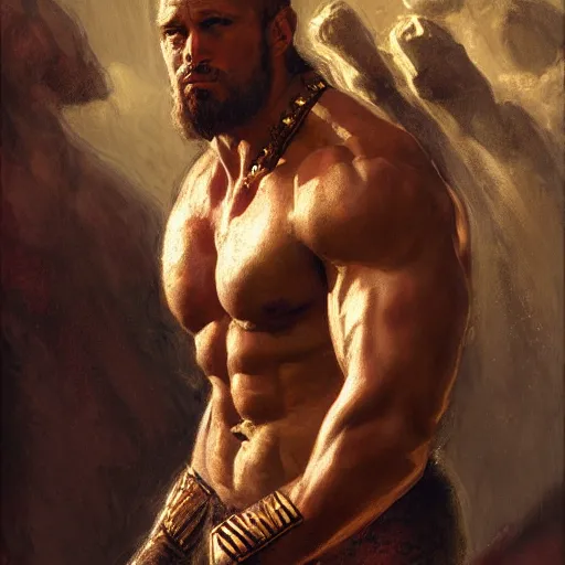 Image similar to handsome portrait of a spartan guy bodybuilder posing, war hero, wrestling singlet, radiant light, caustics, by gaston bussiere, bayard wu, greg rutkowski, giger, maxim verehin