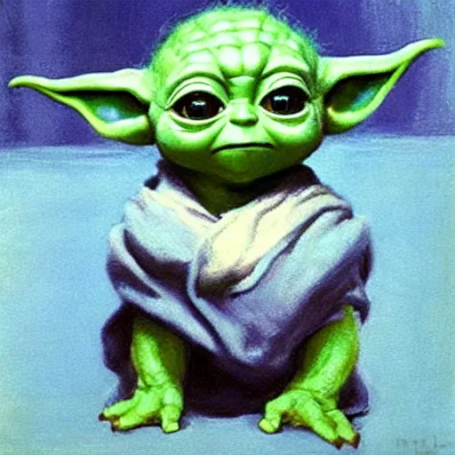Image similar to baby Yoda by Edward hopper