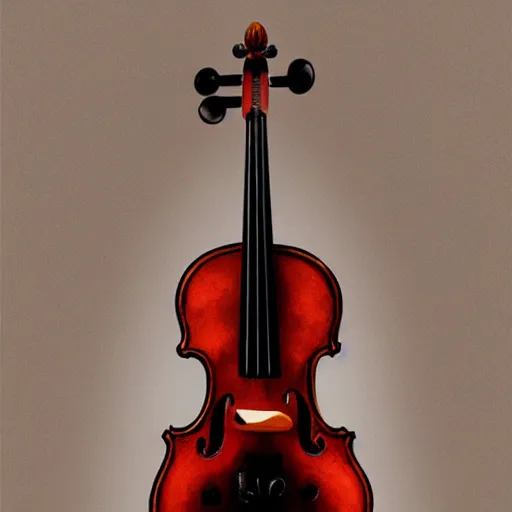 Image similar to anthropomorphic violin, oil painting, artstation, dramatic lighting, symmetry, beautiful