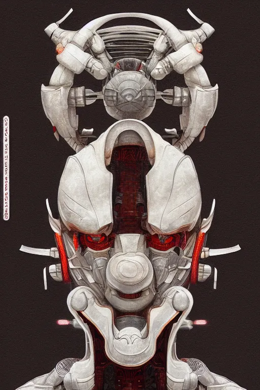 Image similar to detailed portrait of an organic scifi gadget, asura from chinese myth, ghost, mecha, symmetrical. sci - fi, tech wear, exterior, organic ornaments, brutal archi, bouguereau, minoru nomata