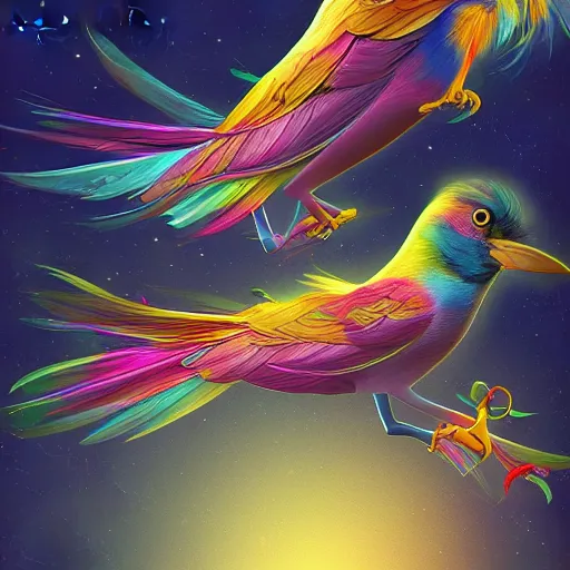 Image similar to dream explorer birdie, digital art, high res, astonishing detail, smooth lines, amazing composition