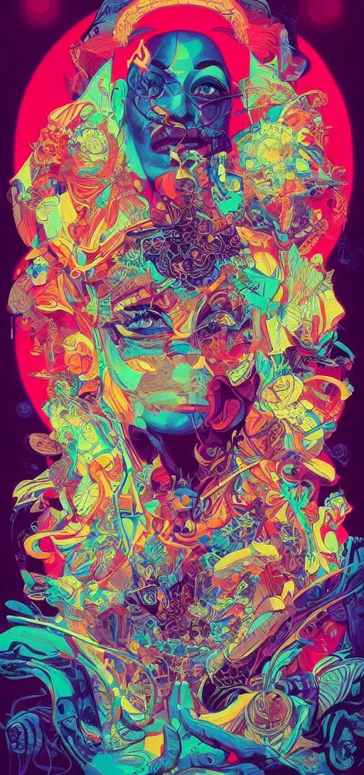 Prompt: Tristan Eaton, victo ngai, peter mohrbacher, artgerm portrait of a global consciousness. psychedelic. neon colors