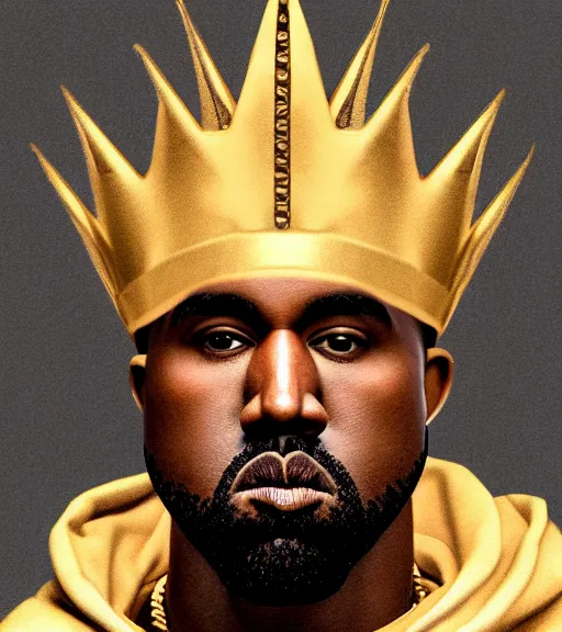 Prompt: sketch study of portrait of kanye west wearing a golden futuritic golden crown, by tintoretto. hyper realistic octane render. neo classical aesthetics