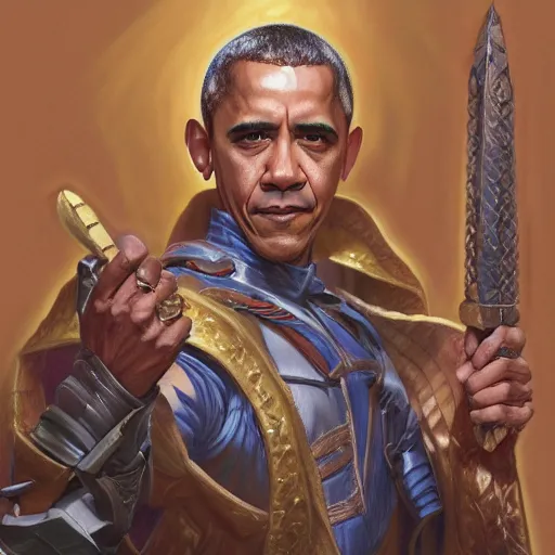 Prompt: Barack Obama as a fantasy D&D character, portrait art by Donato Giancola and James Gurney, digital art, trending on artstation