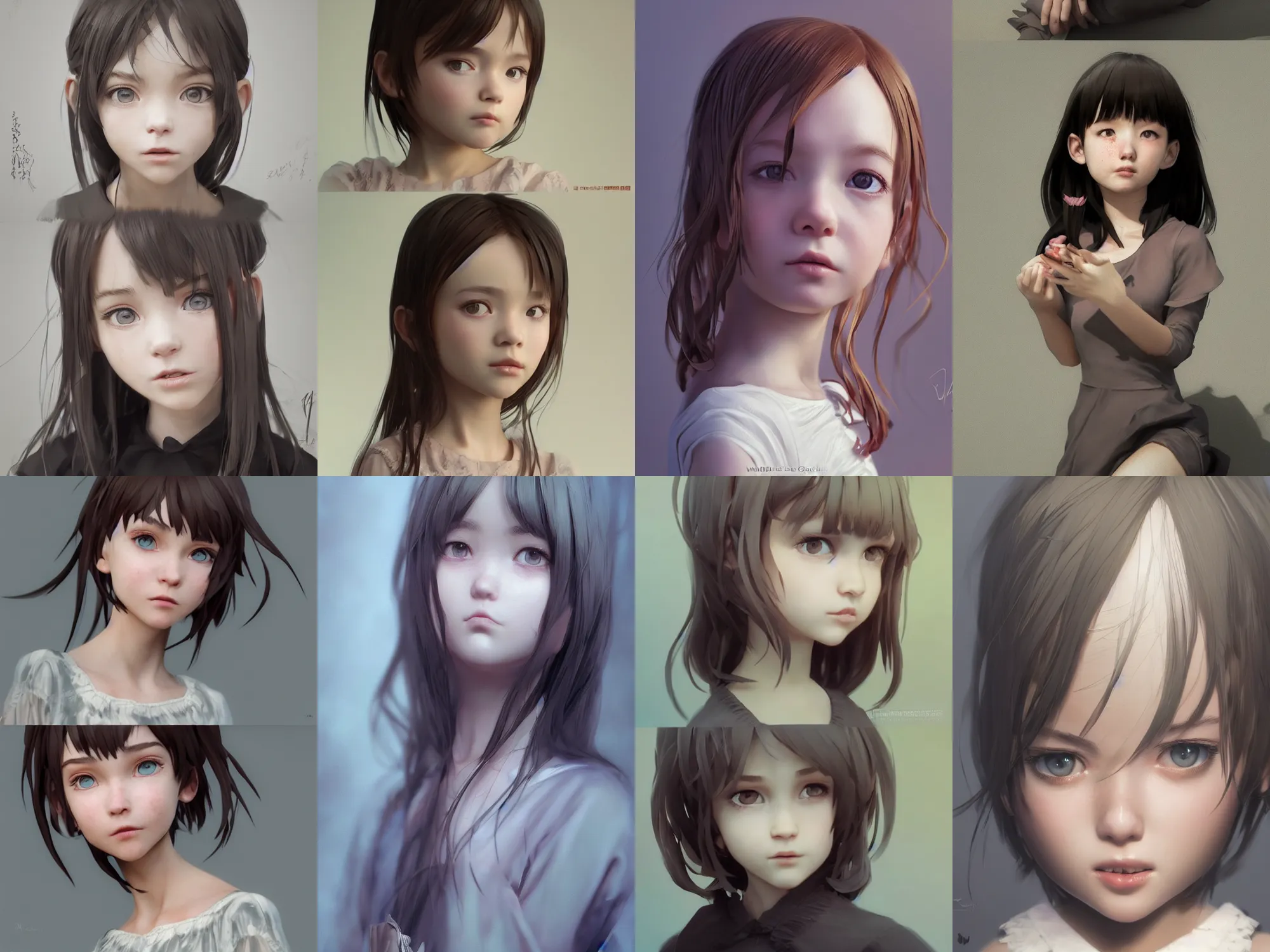 Image similar to complicated dynamic composition,realistic style at CGSociety by WLOP,ilya kuvshinov,krenz cushart,Greg Rutkowski,trending on artstation. Zbrush sculpt colored,Octane render in Maya and Houdini VFX,realistic close-up face of cute young girl,expressing joy,wearing dress,silky hair, deep eyes.Amazing textured brush strokes.Cinematic dramatic atmosphere,sharp focus, soft volumetric studio lighting.