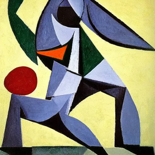 Prompt: football player in the style of Pablo Picasso