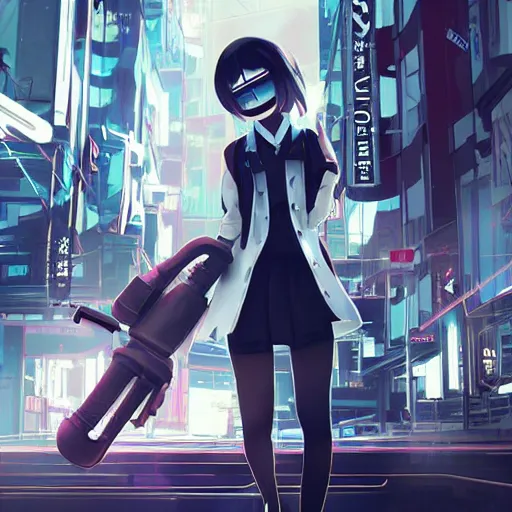 Image similar to Frequency indie album cover, luxury advertisement, white and navy colors. highly detailed post-cyberpunk sci-fi close-up schoolgirl in asian city in style of cytus and deemo, mysterious vibes, by Ilya Kuvshinov, by Greg Tocchini, nier:automata, set in half-life 2, beautiful with eerie vibes, very inspirational, very stylish, with gradients, surrealistic, postapocalyptic vibes, depth of filed, mist, rich cinematic atmosphere, perfect digital art, mystical journey in strange world, beautiful dramatic dark moody tones and studio lighting, shadows, bastion game, arthouse