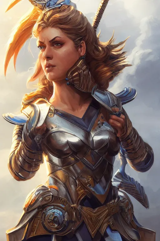 Image similar to amazon valkyrie athena, d & d, fantasy, portrait, highly detailed, headshot, digital painting, trending on artstation, concept art, sharp focus, illustration, art by artgerm and greg rutkowski and magali villeneuve