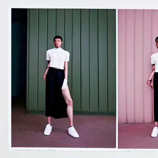 Image similar to realistic photoshooting for a new etudes lookbook, color film photography, photo of a woman, photo in style of tyler mitchell, 3 5 mm