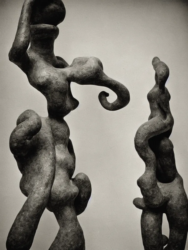 Image similar to extreme harsh lighting antique photograph of biomorphic surreal sculpture of a curvaceous standing figure of enemy of mankind, made of plaster and old circuitry and stained with sumi ink, sculpted by alexander rodchenko and eva hesse, photographed by francesca woodman, tragic grainy shallow depth of field high contrast shocking detail trending on artstation 8 k