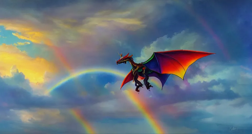 ho - oh photorealistic flying over a rainbow, Stable Diffusion