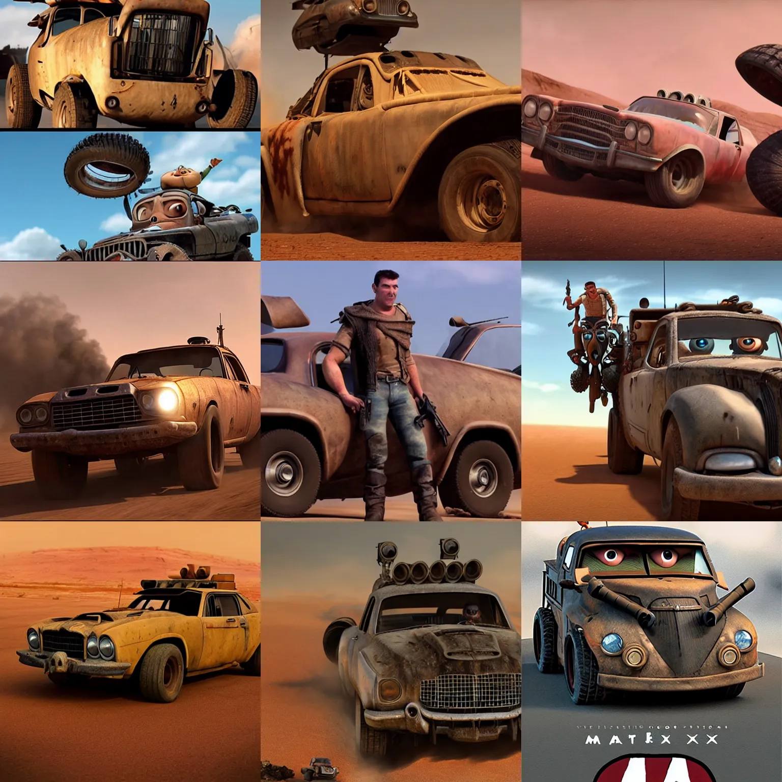 Prompt: mad max, pixar style