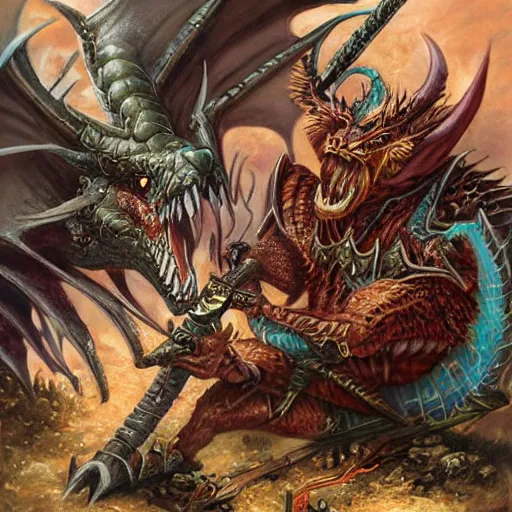 Prompt: a dragon eating a Warhammer Fantasy,High Elf,artwork