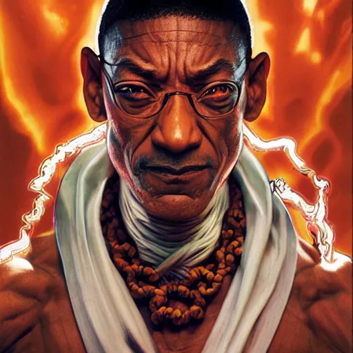 Prompt: giancarlo esposito as dhalsim street fighter, 4 k, ultra realistic, detailed focused art by artgerm and greg rutkowski and alphonse mucha