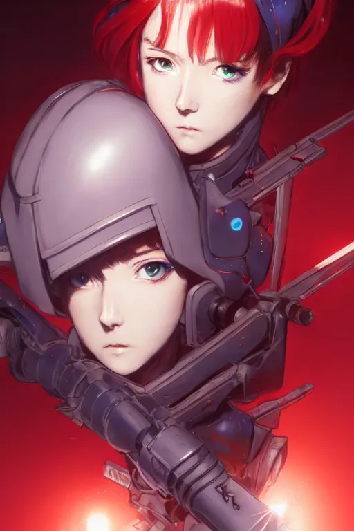 Image similar to portrait of Anime sister of battle, Warhammer 40000, cute-fine-face, red-short-hair pretty face, realistic shaded Perfect face, fine details. Anime. realistic shaded lighting by Ilya Kuvshinov katsuhiro otomo ghost-in-the-shell, magali villeneuve, artgerm, rutkowski, WLOP Jeremy Lipkin and Giuseppe Dangelico Pino and Michael Garmash and Rob Rey