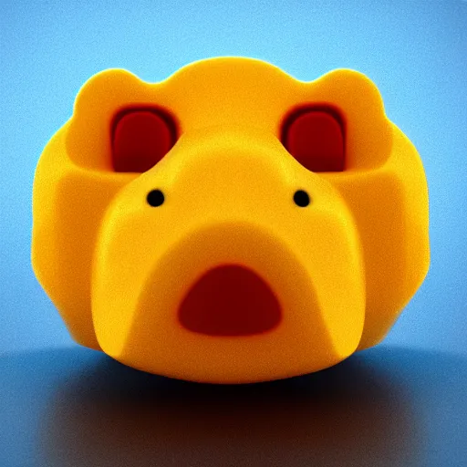 Image similar to gummy bear made of cheese, 8 k, octane render, cheesy