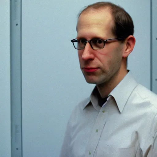 Image similar to color 35mm film still of Nick Bostrom, figure portrait