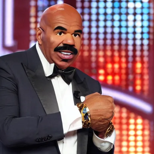 Prompt: Steve harvey with the infinity gauntlet