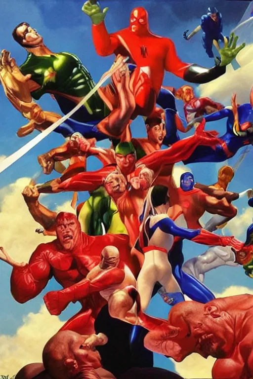 Image similar to alex ross artwork