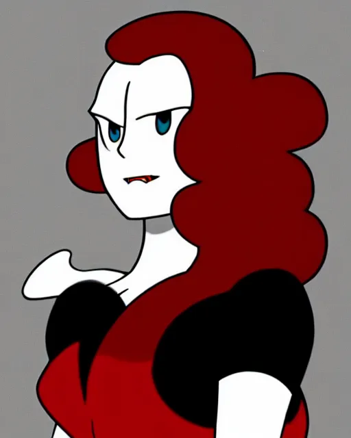 Image similar to style of osamu tezuka : : gorgeous vampire amy adams : : sharp teeth fangs, open mouth sneer : : symmetrical face, symmetrical eyes : : gorgeous red hair : : magic lighting, low spacial lighting : :