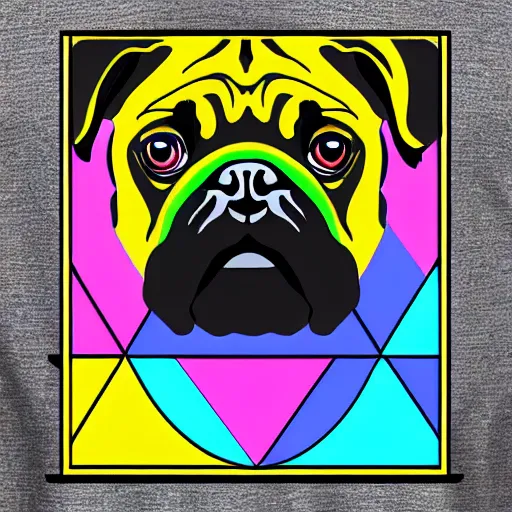 Image similar to pug in a geometric style