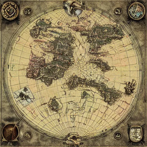 Prompt: ancient fantasy cartographer map extremely detailed