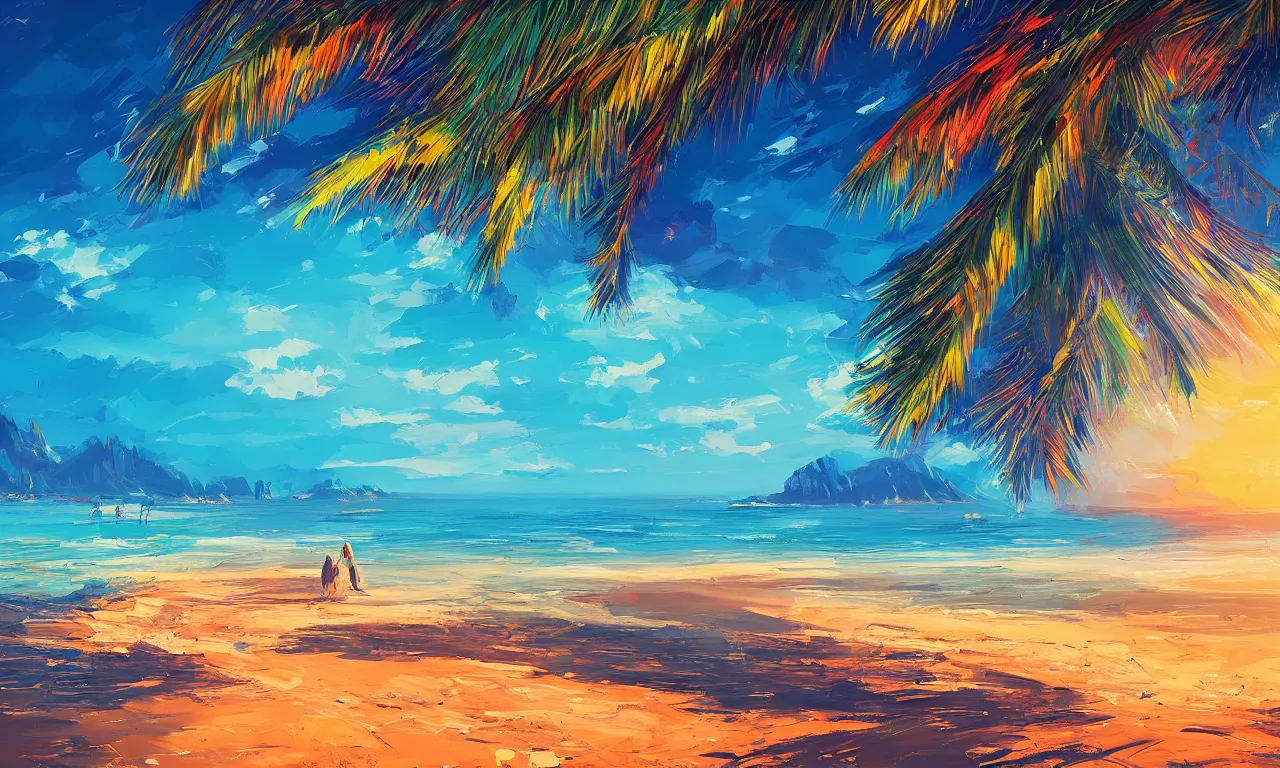 Image similar to paradise beach by alena aenami artworks in 4 k