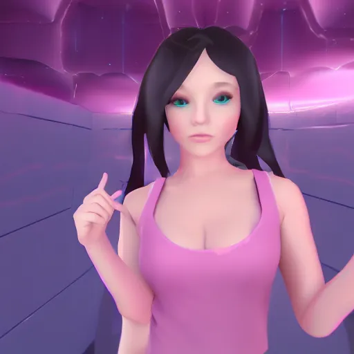 Prompt: girl vtuber pink colours rtx vfx