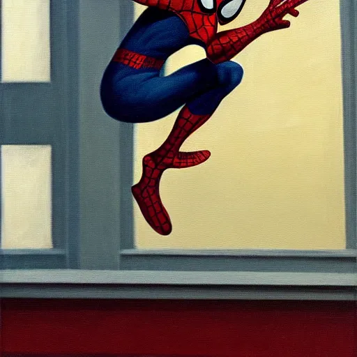 Image similar to Spiderman, 1942 oil on canvas painting, Edward Hopper