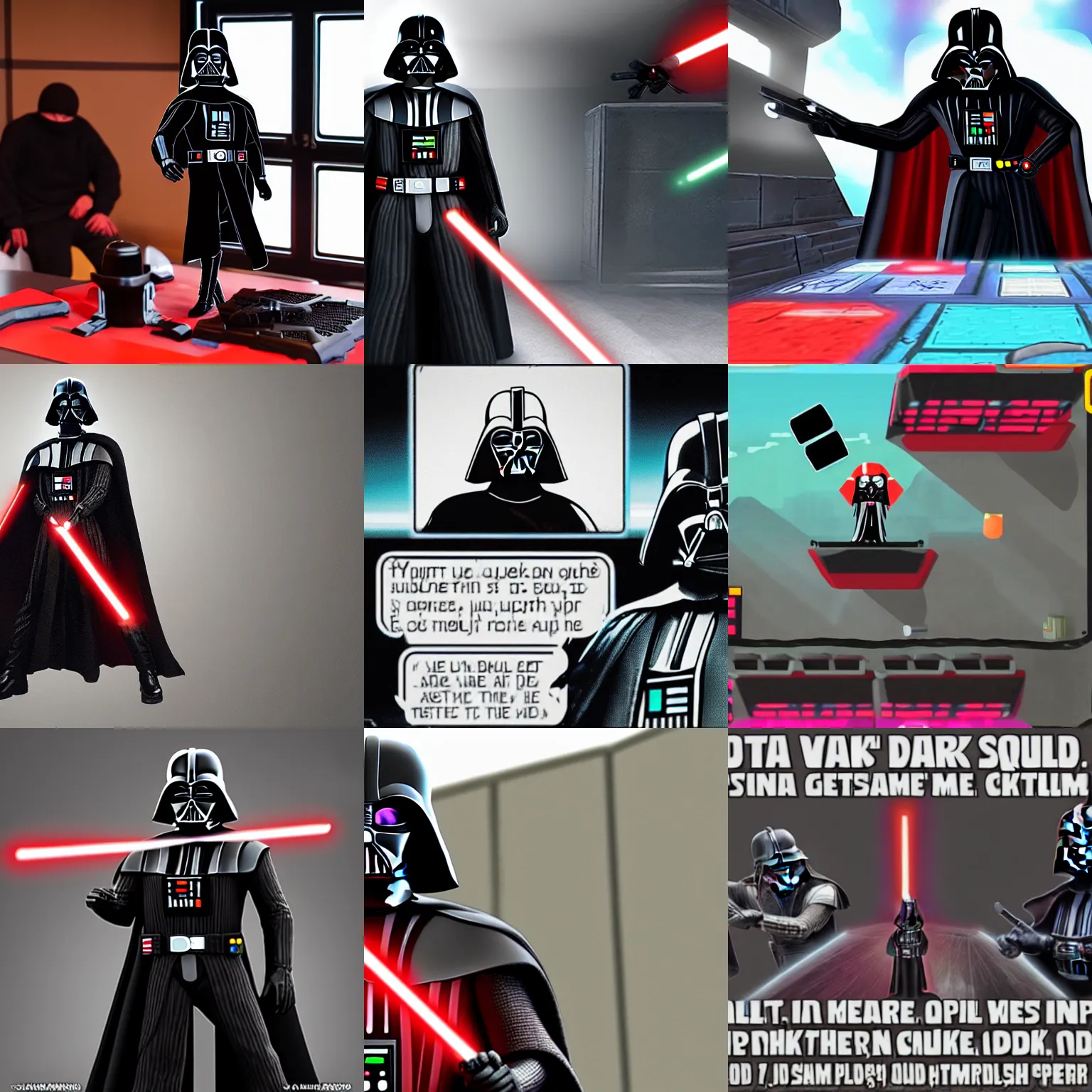 Prompt: Darth Vader competing in Squid Game