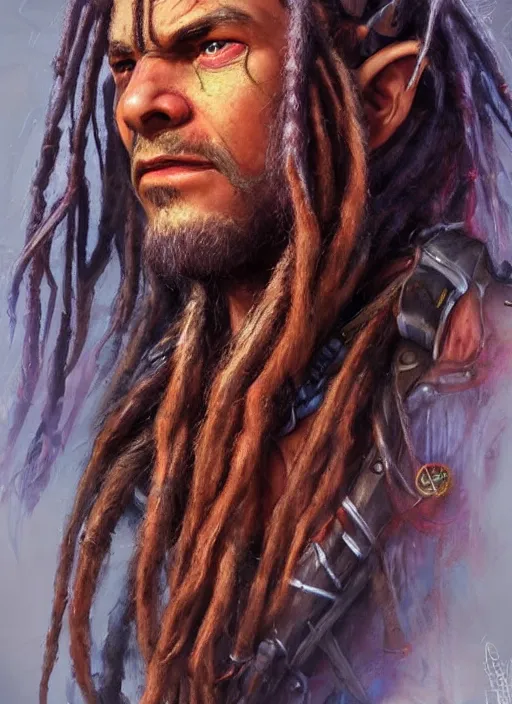 Image similar to human dreadlock, ultra detailed fantasy, dndbeyond, bright, colourful, realistic, dnd character portrait, full body, pathfinder, pinterest, art by ralph horsley, dnd, rpg, lotr game design fanart by concept art, behance hd, artstation, deviantart, hdr render in unreal engine 5