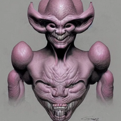 Prompt: a portrait of majin boo, in the style of wayne barlowe