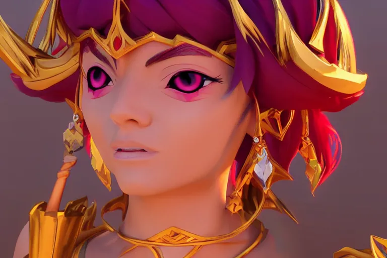 Image similar to character Lina Inverse from anime Slayers (1995 – 2009), Lina from game Dota 2, rendered in Cinema 4D and Octane and Unreal Engine 5, hyperrealism, full body photogenic shot, digital render, cinematic lighting ornate earrings, 8k resolution, masterpiece work