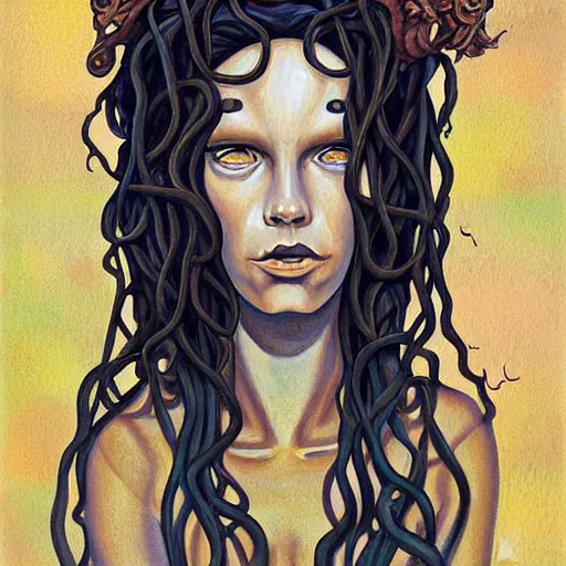 Image similar to medusa, painted by aaron jasinski