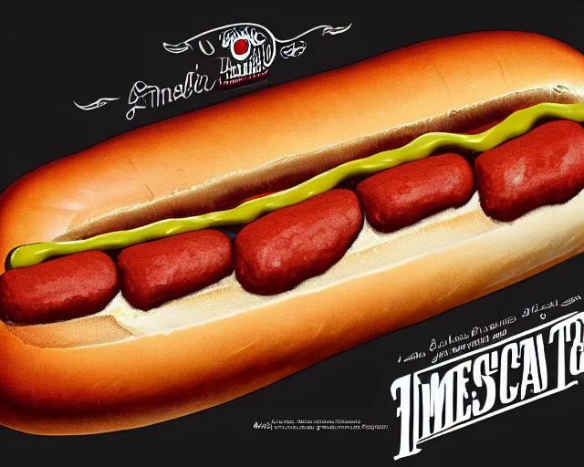 Image similar to american hotdog product photography close up advert, deep focus, d & d, fantasy, intricate, elegant, highly detailed, digital painting, artstation, concept art, matte, sharp focus, illustration, hearthstone,