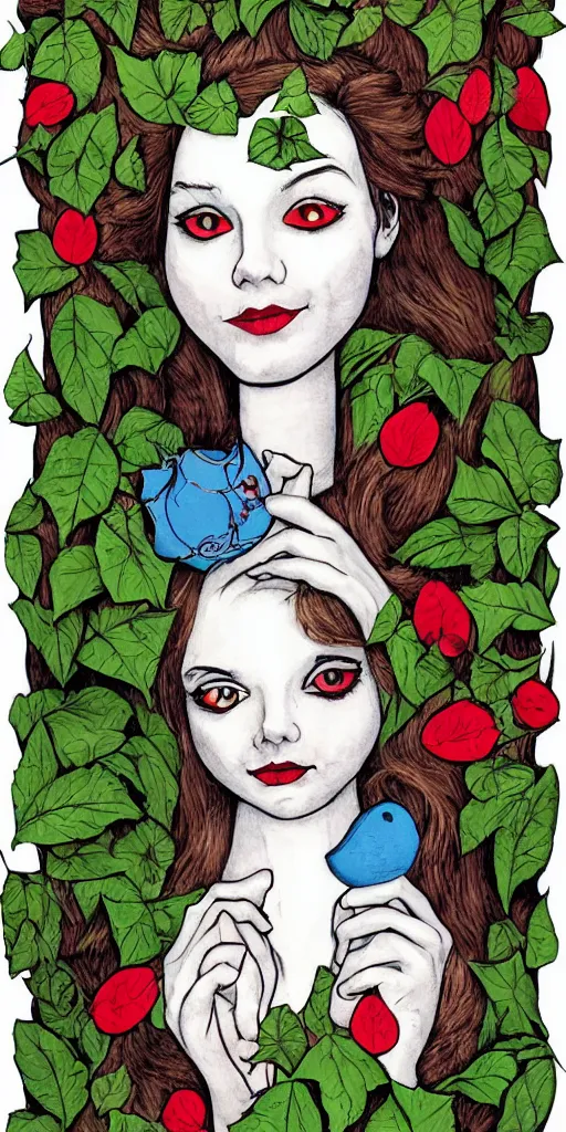 Image similar to alice in wonderland, face, ivy, card, felipe kroll