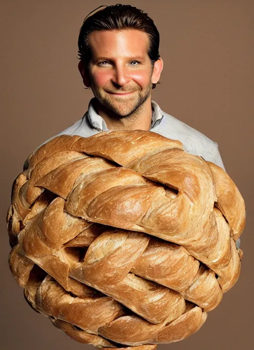 Prompt: bradley! cooper! sculpture made out of bread!, bread! sculpture, studio lighting