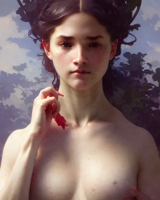 Image similar to a portrait of suffering, concept art, smooth, sharp focus, illustration, art by artgerm and greg rutkowski and alphonse mucha and william - adolphe bouguereau