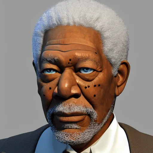 Prompt: 3 d render of morgan freeman