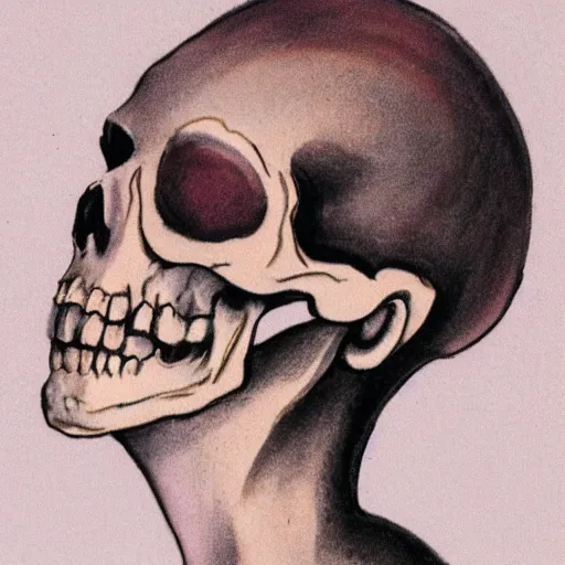 Image similar to a headshot of skeleton as a a pin - up model