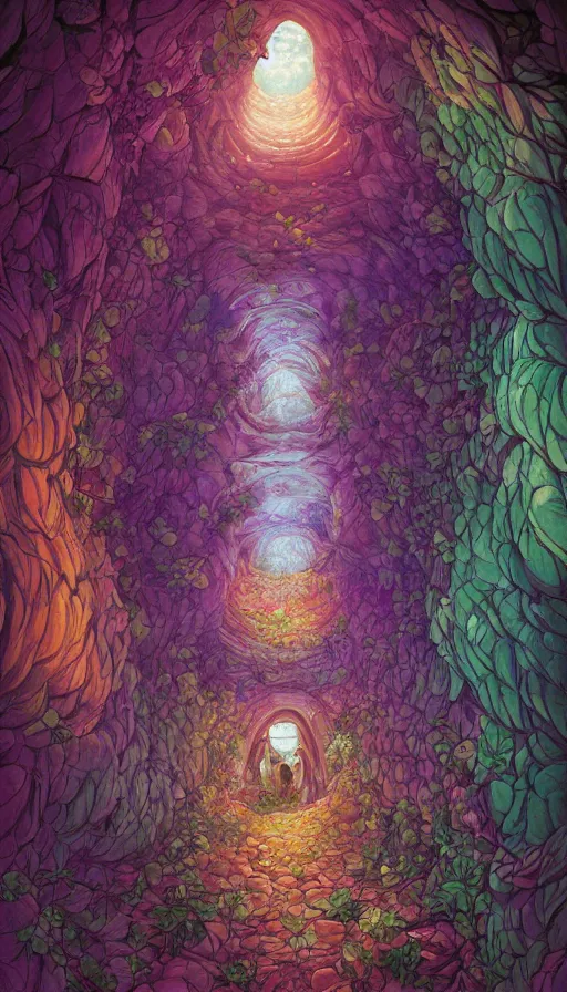 Image similar to The luminous floral cavern, italian futurism, Dan Mumford, da vinci, Josan Gonzalez