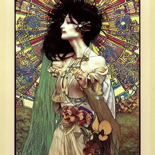 Image similar to manga skull portrait girl female angel princess skeleton realism hyperrealistic art Richard dadd and will cotton alphonse mucha pop art nouveau